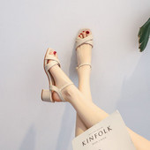 Női műbőr szandál 5 cm vastag sarokkal