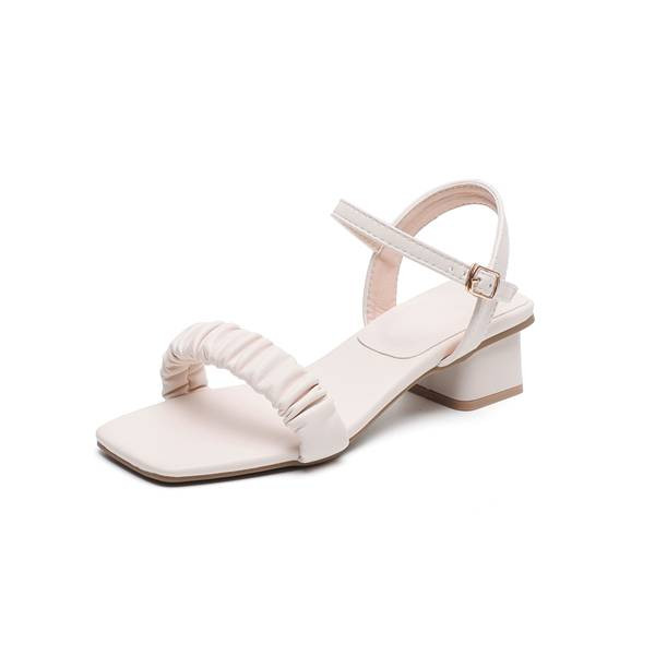 Alkalmi női bőr szandál négyzet alakú 4,5 cm-es sarokkal