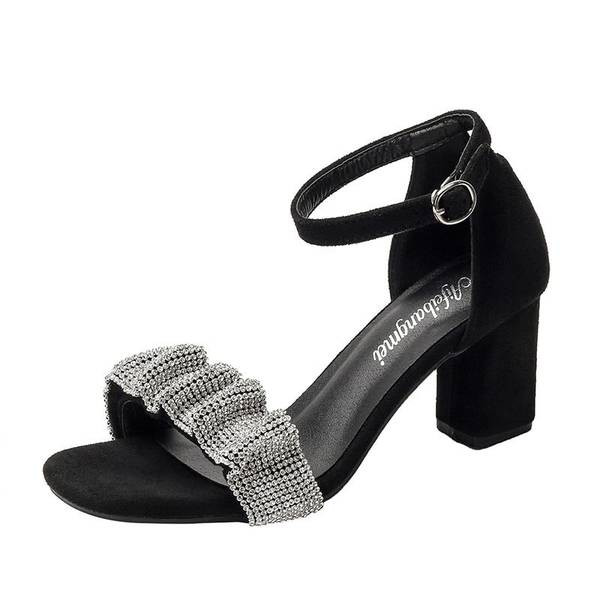 Moodsad naiste sandaalid kividega ja kontsaga 6,5 cm