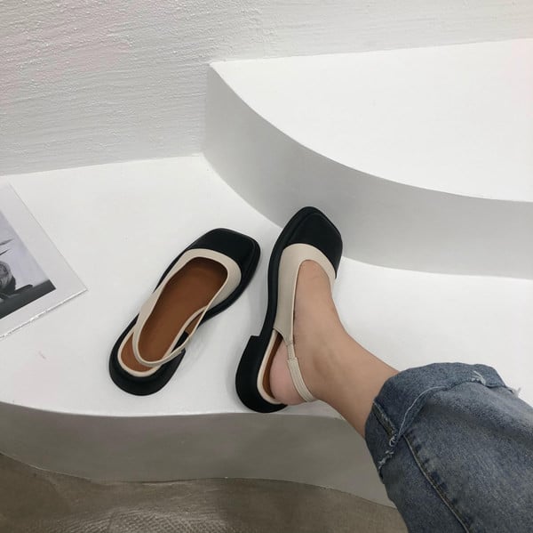 Öko bőrből készült, zárt orrú női szandál