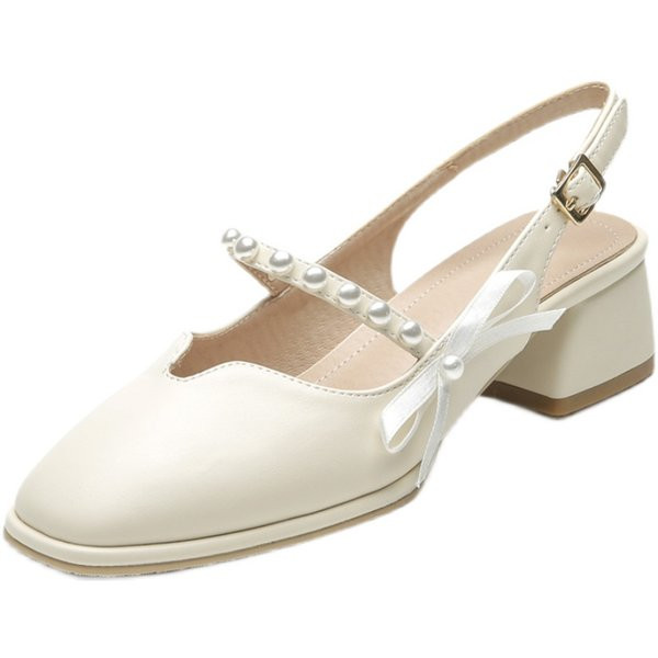 Eko-nahast pärlite ja paeltega naiste sandaalid