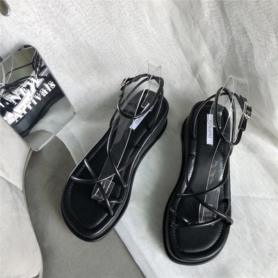 Uus mudel nahast sandaalid 5,5 cm platvormiga