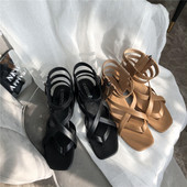 Uus mudel ristrihmadega naiste nahast sandaalid