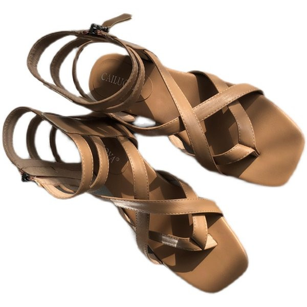 Uus mudel ristrihmadega naiste nahast sandaalid