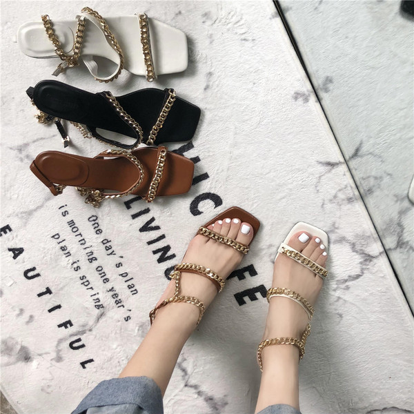 Naiste metallist rihmadega sandaalid