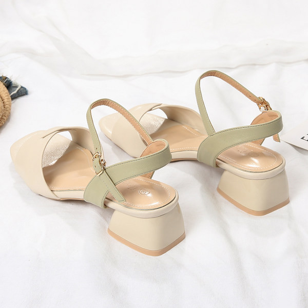 Naiste nahast sandaalid paksu kontsaga 4,5 cm