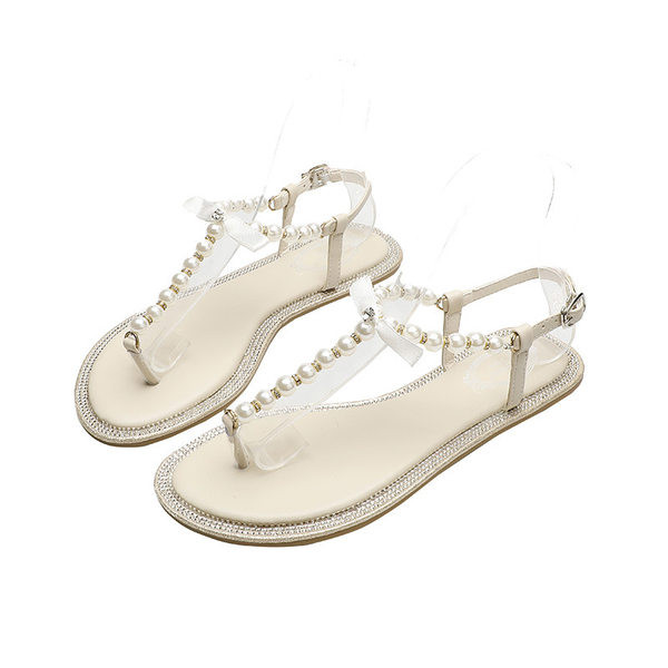 Pärlirihmadega varvastega naiste sandaalid