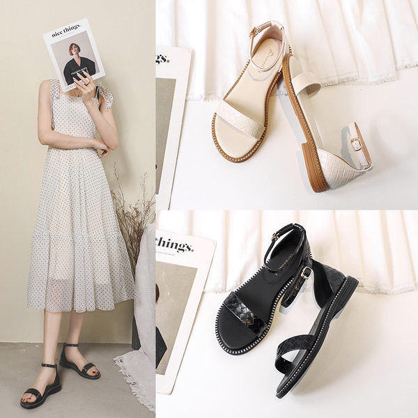 Naiste vabaaja sandaalid nahast rihmadega