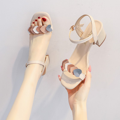 Naiste ökonahast madala paksu kontsaga sandaalid