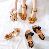 Alkalmi női szandál - lapos talppal és szalaggal