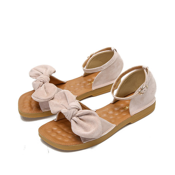 Alkalmi női szandál - lapos talppal és szalaggal