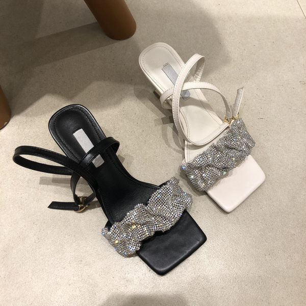 Нов модел дамски сандали с камъни и каишки-еко кожа