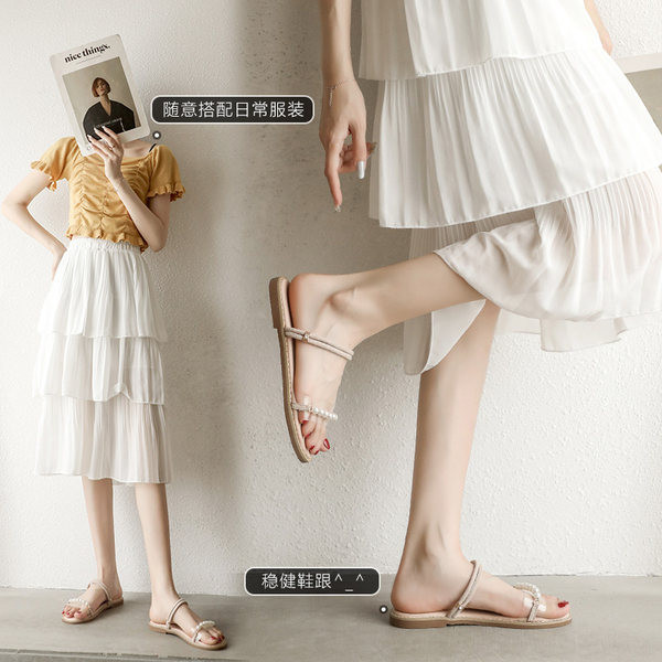 Vabaaja sandaalid silikoonrihmade ja pärlitega