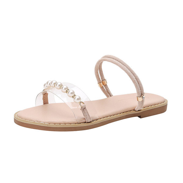 Vabaaja sandaalid silikoonrihmade ja pärlitega