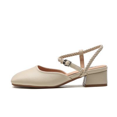 Naiste vabaaja sandaalid ökonahast madala paksu kontsaga