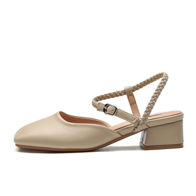 Naiste vabaaja sandaalid ökonahast madala paksu kontsaga