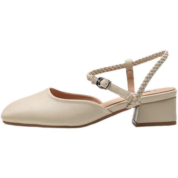 Naiste vabaaja sandaalid ökonahast madala paksu kontsaga