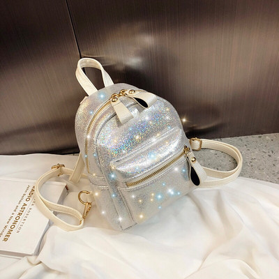 Kahes värvitoonis läikiva efektiga naiste seljakott