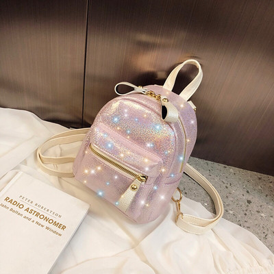 Kahes värvitoonis läikiva efektiga naiste seljakott