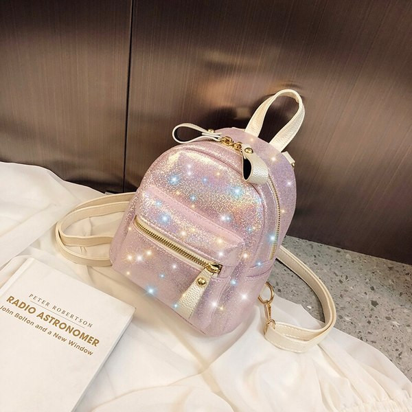 Kahes värvitoonis läikiva efektiga naiste seljakott