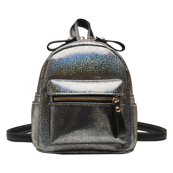Kahes värvitoonis läikiva efektiga naiste seljakott
