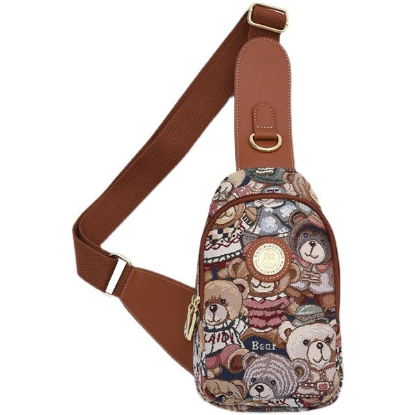 Naiste ökonahast ja tekstiilist värvitrükiga väike seljakott