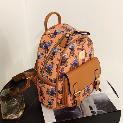 Tekstiilist ja ökonahast värvitrükiga naiste seljakott