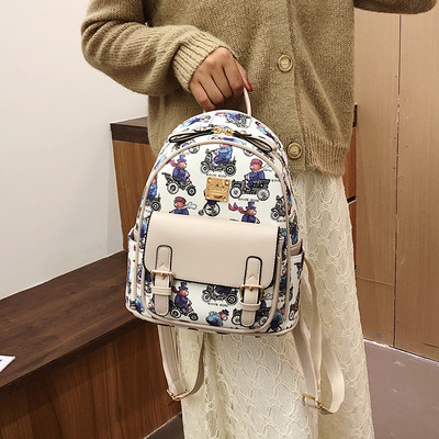 Tekstiilist ja ökonahast värvitrükiga naiste seljakott