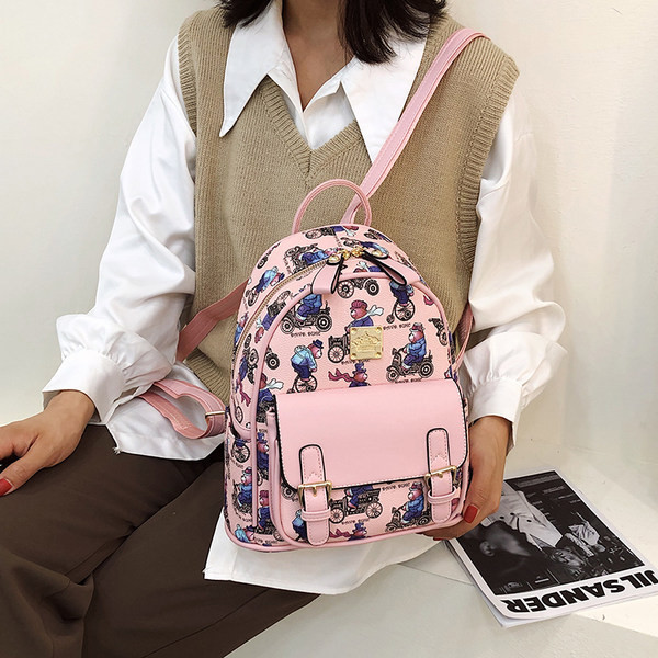 Tekstiilist ja ökonahast värvitrükiga naiste seljakott