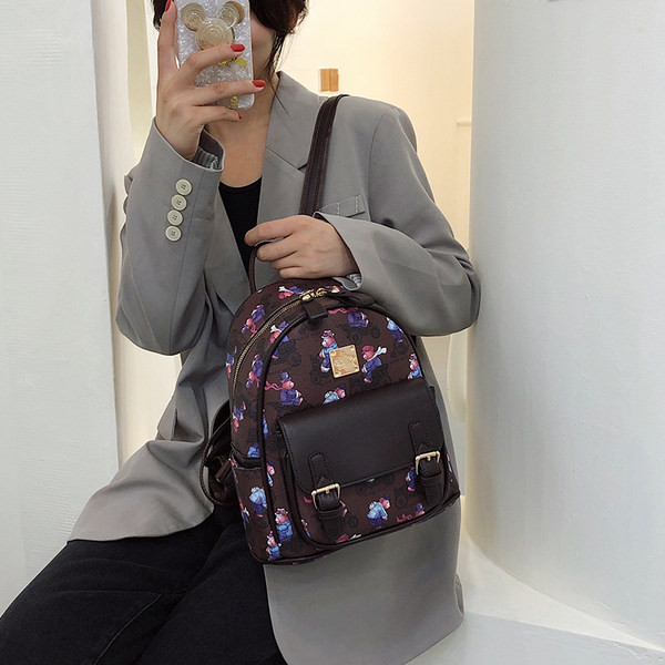 Tekstiilist ja ökonahast värvitrükiga naiste seljakott