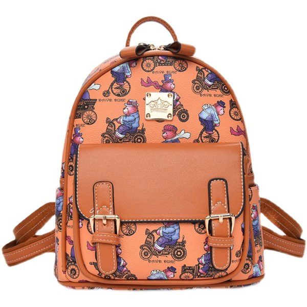 Tekstiilist ja ökonahast värvitrükiga naiste seljakott