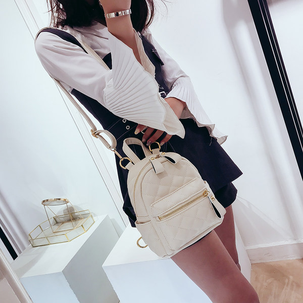 Stiilne naiste mini-nahast seljakott tavaline mudel