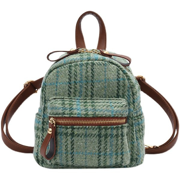 Női hátizsák zöld elülső zsebbel