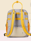 Γυναικείο σακίδιο πλάτης σε γκρι και ροζ χρώμα με απλικέ