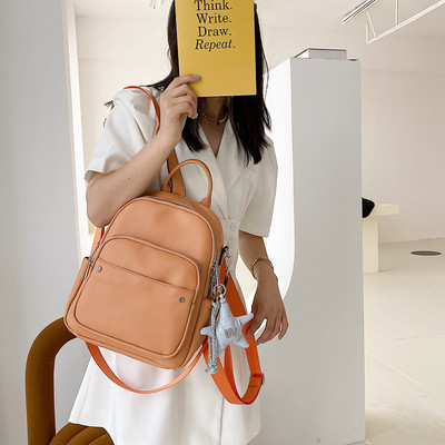 Lihtsa mudeliga naiste nahast tõmblukuga seljakott