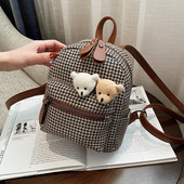 Naiste stiilne mini ruuduline lukuga seljakott