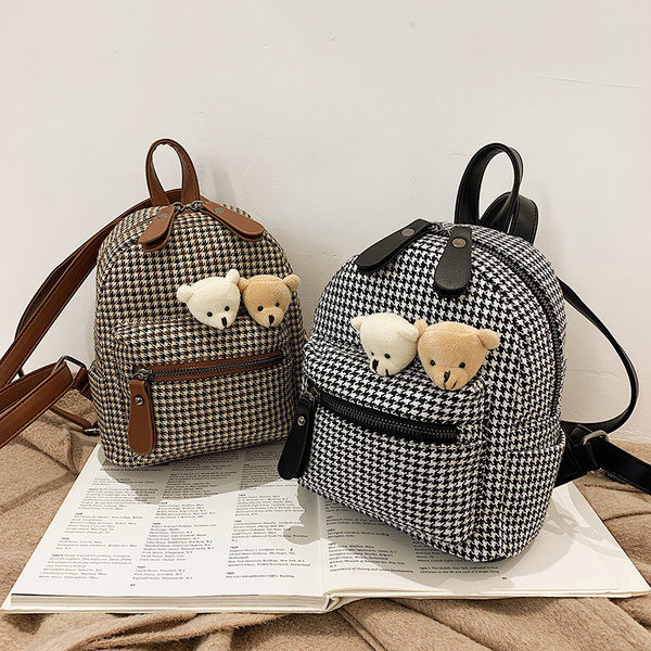 Naiste stiilne mini ruuduline lukuga seljakott