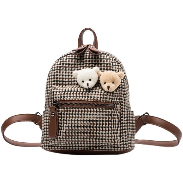 Naiste stiilne mini ruuduline lukuga seljakott