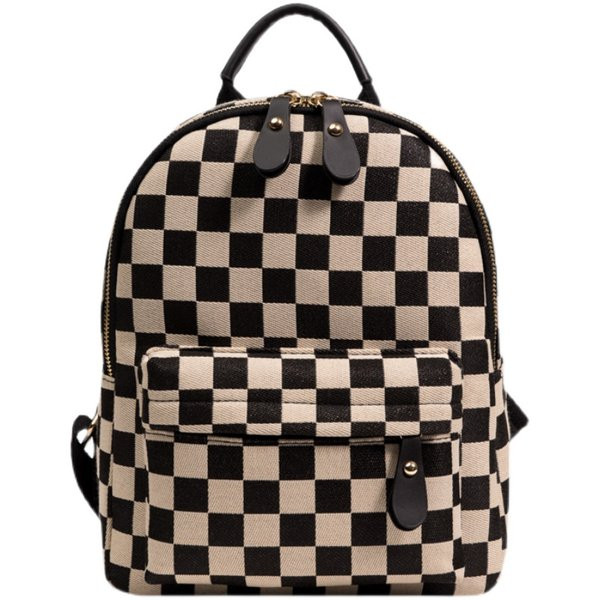 Stiilne naiste ruuduline tõmbluku ja taskuga seljakott