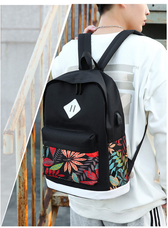 Stiilne aplikatsiooniga naiste ja meeste seljakott