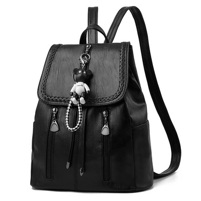 Κομψό γυναικείο σακίδιο πλάτης με φερμουάρ και κορδόνια από οικολογικό δέρμα