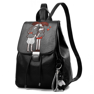 Γυναικείο σακίδιο πλάτης από συνθετικό δέρμα με μεταλλικό κούμπωμα - τρία μοντέλα