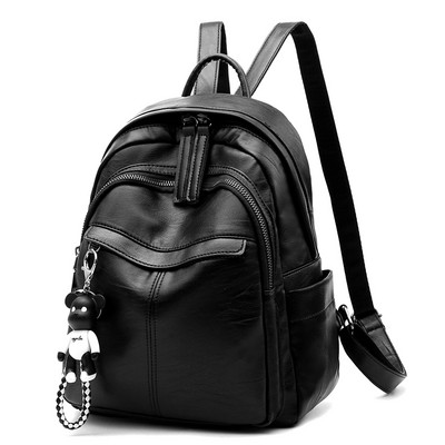 Praegune naiste mustast nahast seljakott kahes suuruses