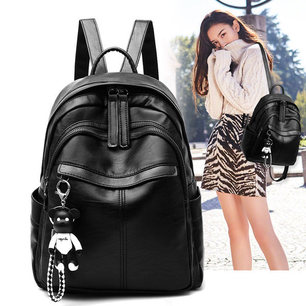 Praegune naiste mustast nahast seljakott kahes suuruses