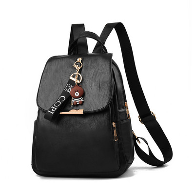 Naiste must kunstnahast seljakott võtmehoidjaga