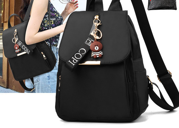 Naiste must kunstnahast seljakott võtmehoidjaga