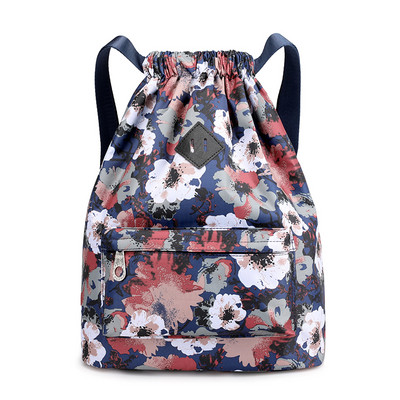 Πολύχρωμο γυναικείο σακίδιο πλάτης με έμβλημα και μπροστινή τσέπη