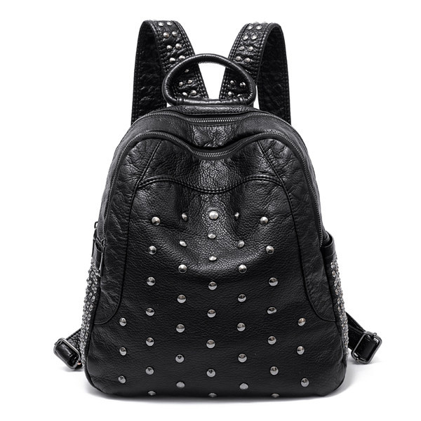 Naiste seljakott 2021. aasta uus trend Korea versioon, kõik sobivad needid pehmest nahast tide brändi suure mahutavusega moodne must seljakott