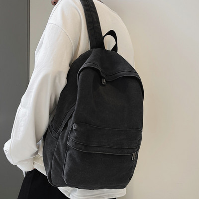 Naiste lõuendist seljakott laiade rihmade ja taskuga