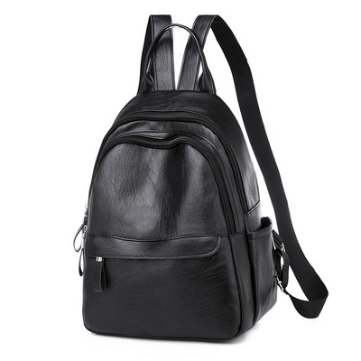 Moodne naiste nahast seljakott eesmise lukuga